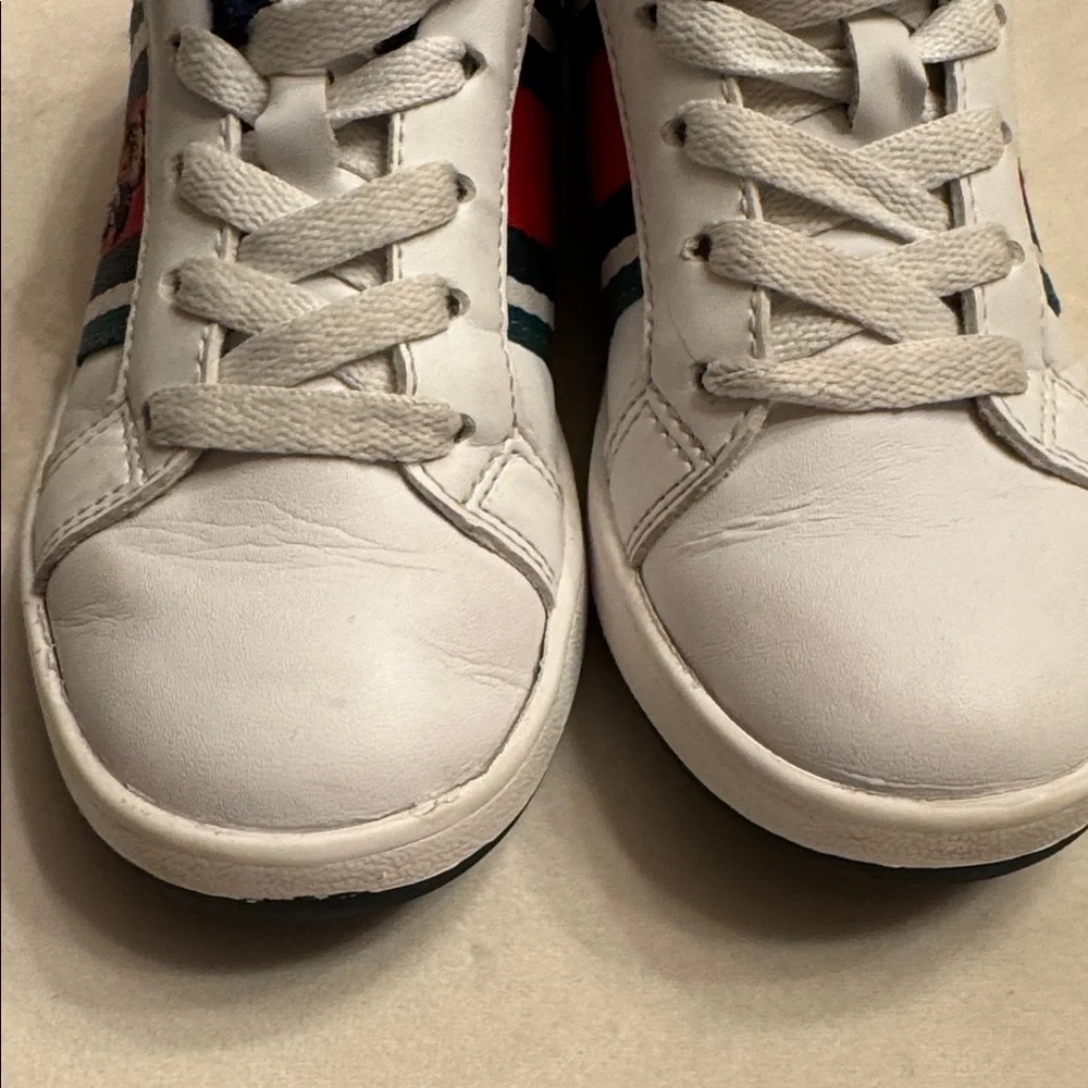 Polo Ralph Lauren Kids White Sneakers w/ Embroidered Polo Bear, sz 13 - Picture 3 of 8